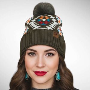 ♥️ Adorable Charcoal Beanie W/Aztec Pattern